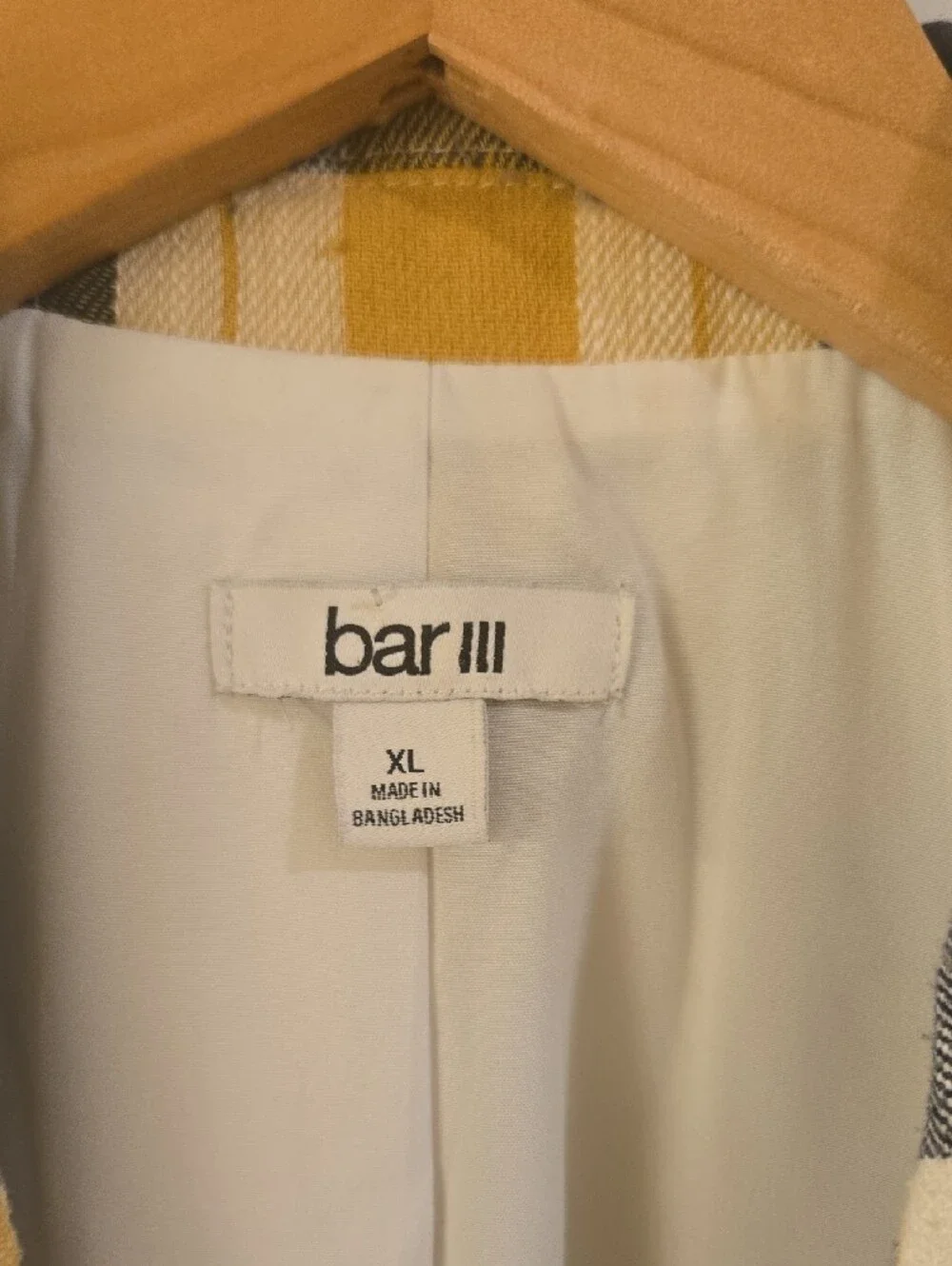 Bar III Yellow and Navy Plaid Single-Button Blazer